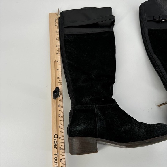 Tory Burch Womens Suede Leather Tall Riding Boot Round Toe Zipper Black Size 6 - Picture 12 of 16